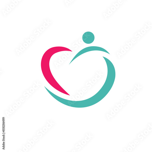 abstract CJ letter or  people heart logo icon vector concept design template