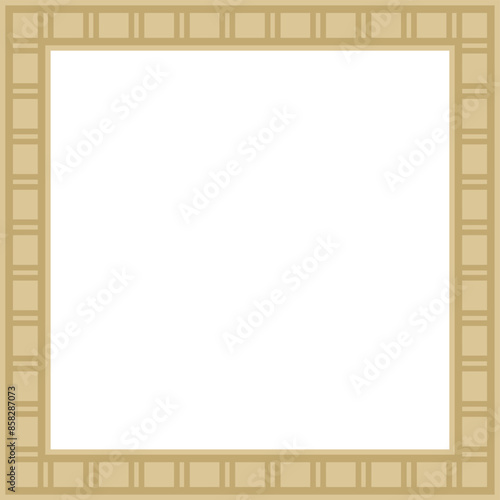 Vector golden square Egyptian ornament. Rectangle, frame, ancient Egypt.Pattern of lotus flowers and su