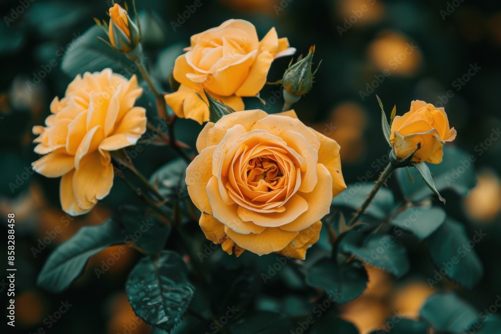 Yellow Roses: Summer Bloom of Gratitude and Joy with Soft Focus Yellow Roses: Summer Bloom of Gratitude and Joy with Soft Focus