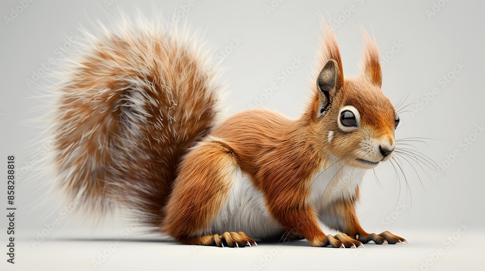Eurasian red squirrel in front of a white background. Eurasian red squirrel in front of a white background.