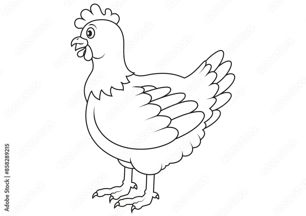 Black and White Cartoon Hen Vector Flat Designs, Ideal for Coloring Pages, Isolated on White Background Black and White Cartoon Hen Vector Flat Designs, Ideal for Coloring Pages, Isolated on White Background