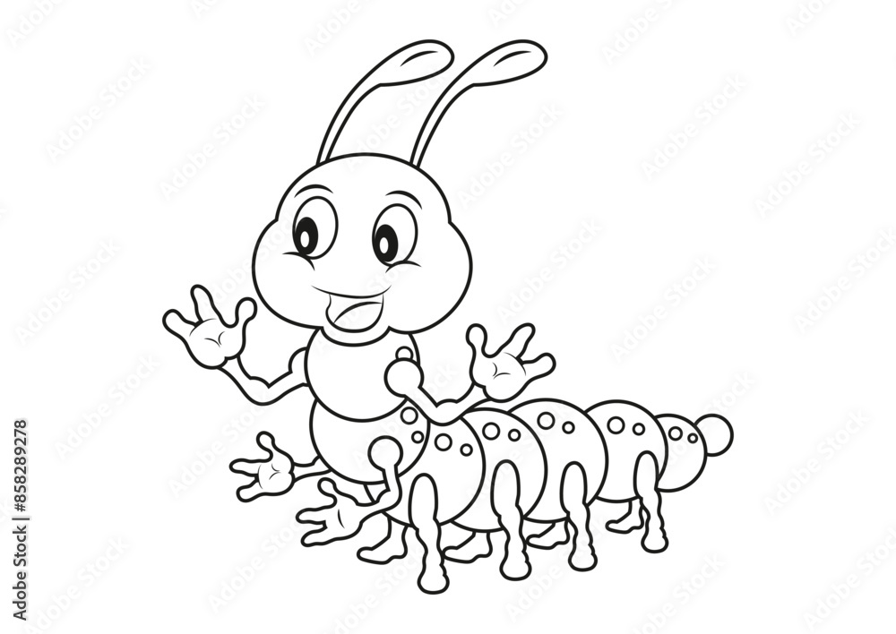 Black and White Caterpillar Vector Flat Design Ideal for Coloring Pages Black and White Caterpillar Vector Flat Design Ideal for Coloring Pages