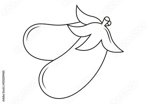 Eggplant vector flat design, ideal for coloring pages, isolated on white background