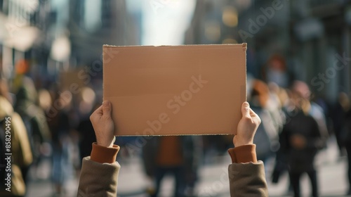 Protest Sign Held in Crowd, Symbolizing Activism and Free Speech