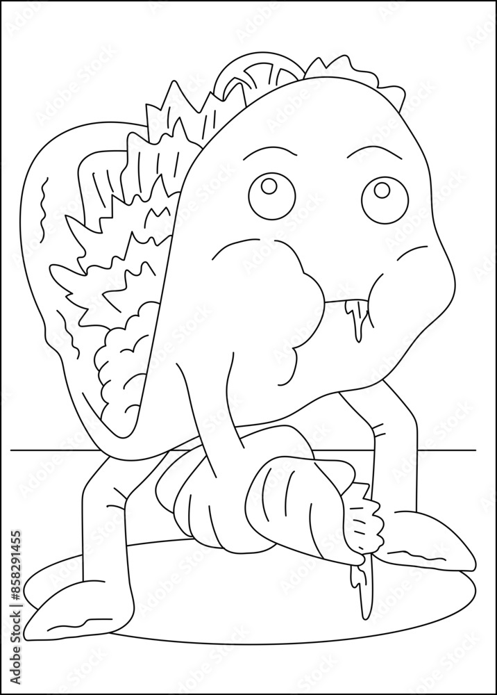 Obraz premium mascot taco funny coloring book page