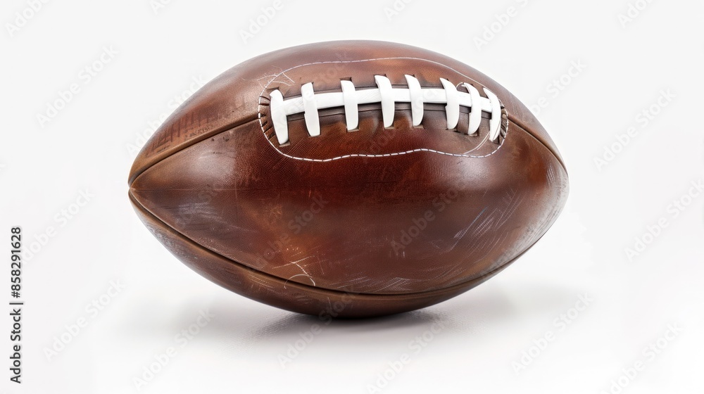 A football is shown on a white background. Generate AI image A football is shown on a white background. Generate AI image