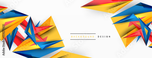 Minimal geometric abstract background. Low poly dynamic triangle design. Trendy techno business template for wallpaper, banner, background or landing
