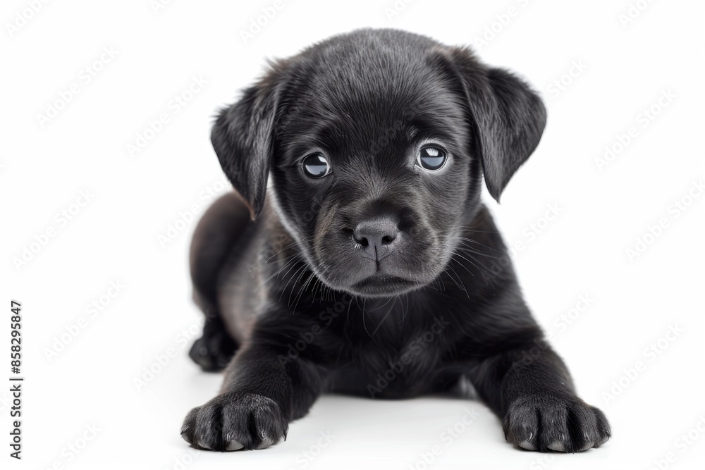 Black Puppy. Portrait of Adorable Young Dog, Mixed Breed, Isolated on White Background Black Puppy. Portrait of Adorable Young Dog, Mixed Breed, Isolated on White Background