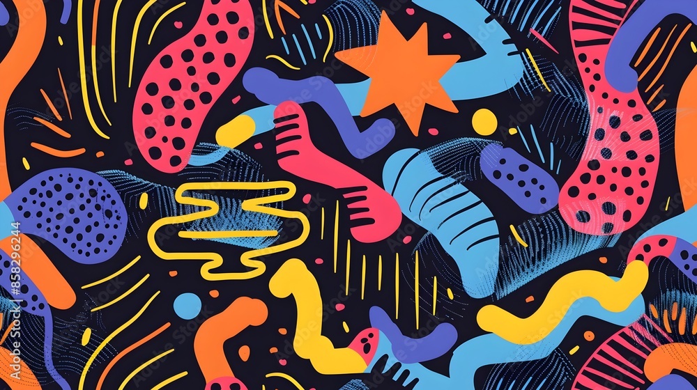 Vibrant Abstract Patterns and Shapes in Energetic Digital Vibrant Abstract Patterns and Shapes in Energetic Digital