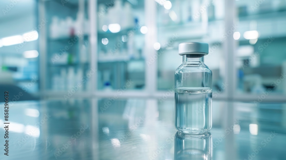Medical vial for injection with liquid drug or vaccine science equipment in hospital or pharmacy Medical vial for injection with liquid drug or vaccine science equipment in hospital or pharmacy