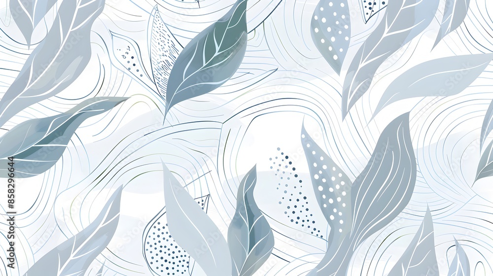 Fototapeta premium Elegant Minimalist Floral Pattern with Stylized Leaves and Organic Textures