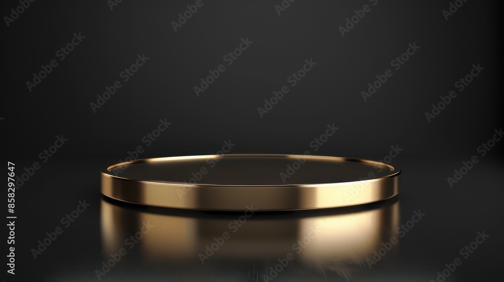 A sleek golden tray lies on a dark reflective surface, showcasing modern elegance and simplicity with its clean design and subtle reflections, ideal for minimalistic decor. A sleek golden tray lies on a dark reflective surface, showcasing modern elegance and simplicity with its clean design and subtle reflections, ideal for minimalistic decor.