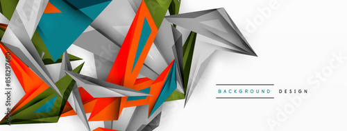 Minimal geometric abstract background. Low poly dynamic triangle design. Trendy techno business template for wallpaper, banner, background or landing