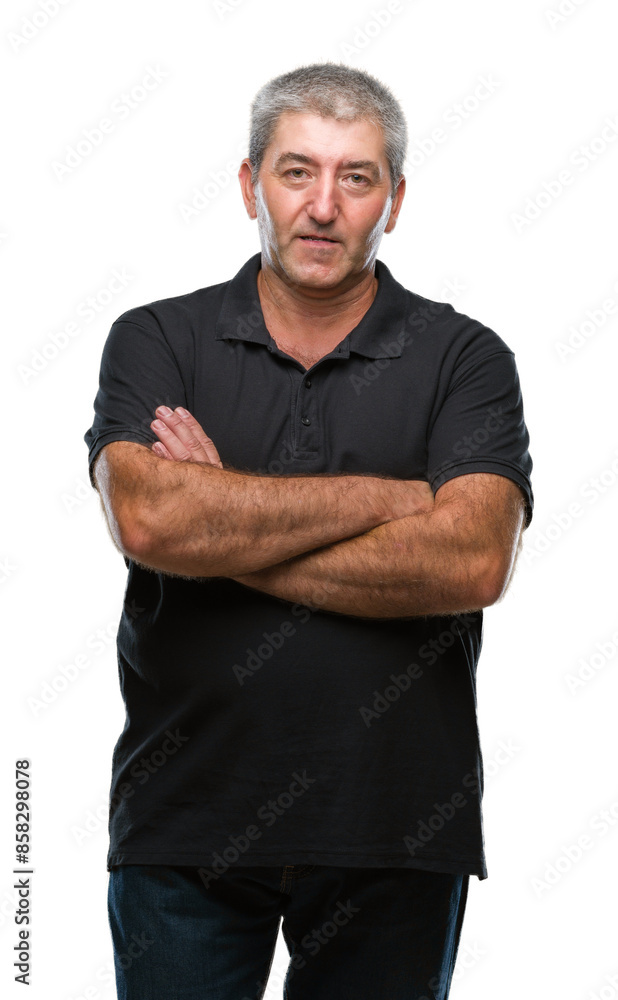 Handsome senior man over isolated background skeptic and nervous, disapproving expression on face with crossed arms. Negative person. Handsome senior man over isolated background skeptic and nervous, disapproving expression on face with crossed arms. Negative person.