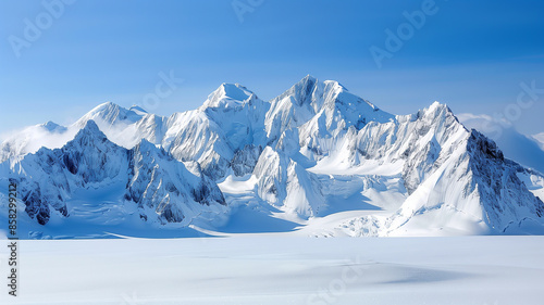 Wallpaper Mural A majestic mountain range blanketed in fresh snow, under a clear, crisp blue sky Torontodigital.ca