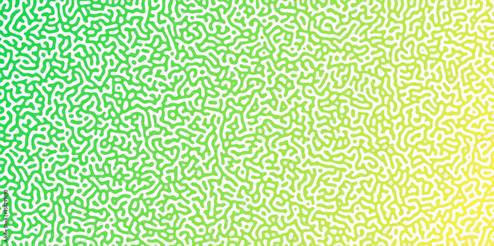 Abstract Reaction-diffusion Turing pattern natural texture green gradient color scheme. Linear design with biological shapes. Organic lines Memphis. abstract truing organic wallpaper design, vector.