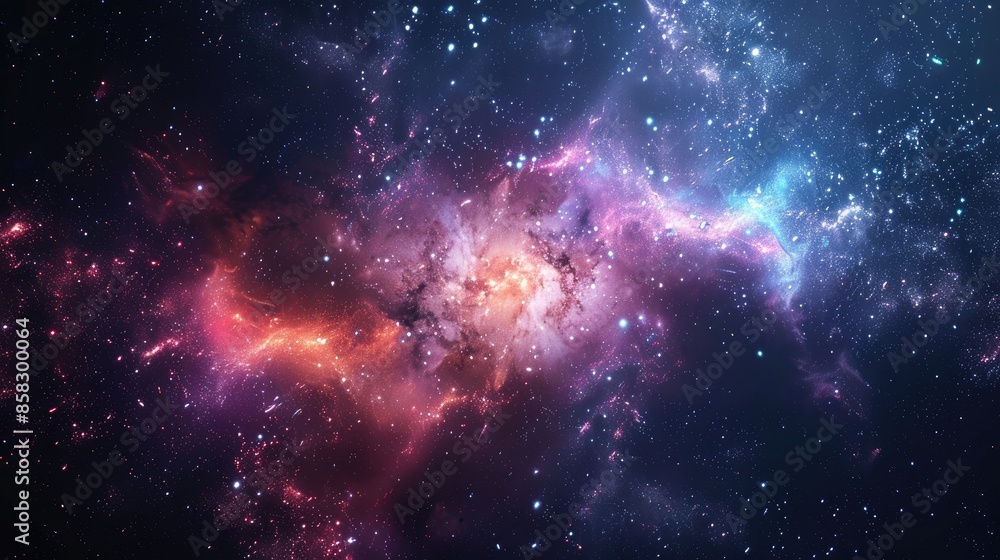 Fototapeta premium Abstract cosmic nebula with vibrant colors and swirling patterns. Perfect for science fiction, fantasy, or space-themed designs.