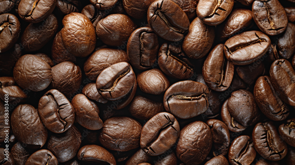 Obraz premium Macro texture of roasted coffee beans