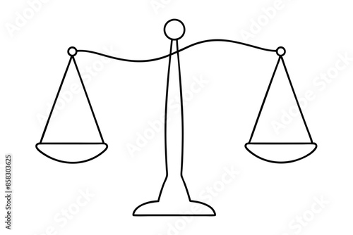 Balance scale line drawing, One continuous line drawing of law balance and scale of justice.