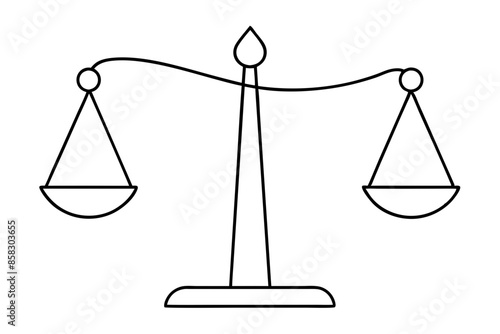 Balance scale line drawing, One continuous line drawing of law balance and scale of justice.