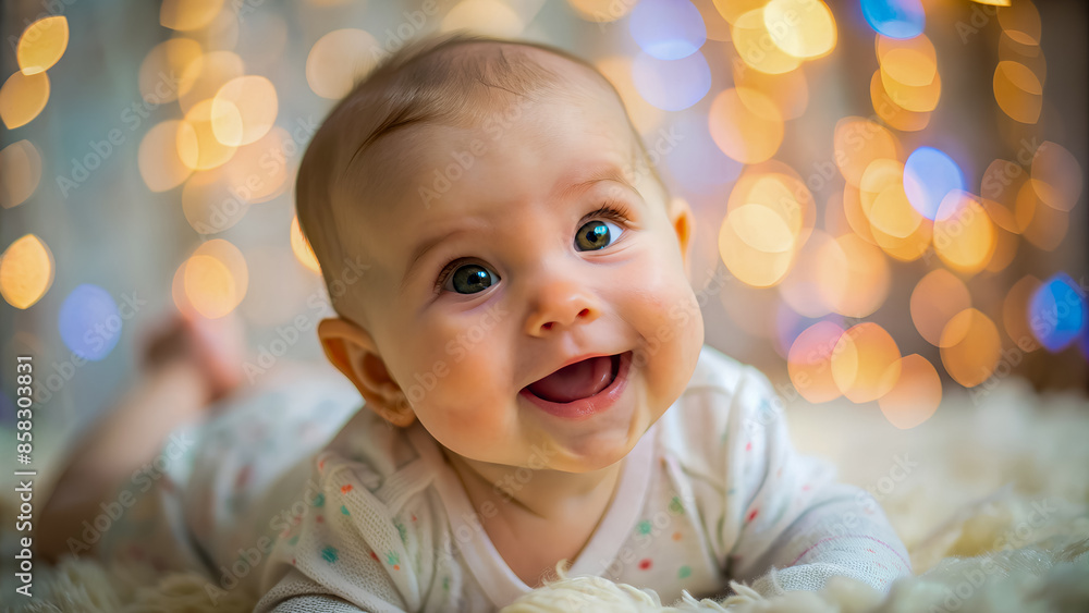 Close-Up Photo of a Cute Baby. Pure Joy, Capturing Innocence and Delight of a Little Baby's Smile Close-Up Photo of a Cute Baby. Pure Joy, Capturing Innocence and Delight of a Little Baby's Smile