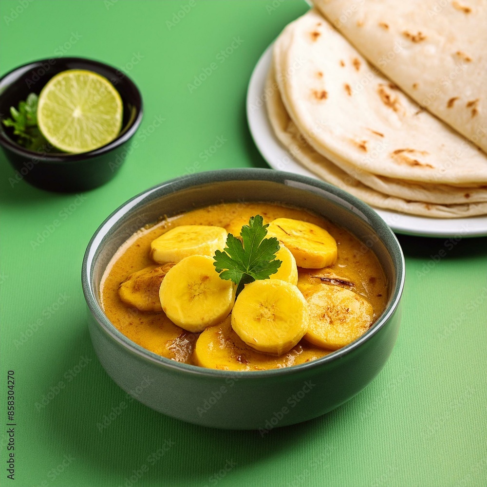Indian dish ripe banana sabzi or sabji Indian dish ripe banana sabzi or sabji
