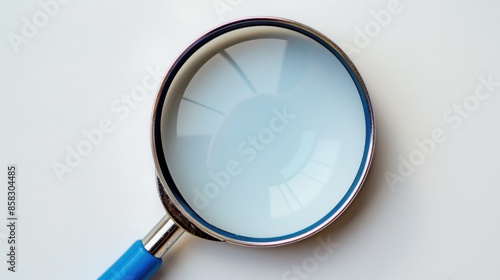 Blue Focus. Magnifying Glass Icon for Research and Analysis on White Background