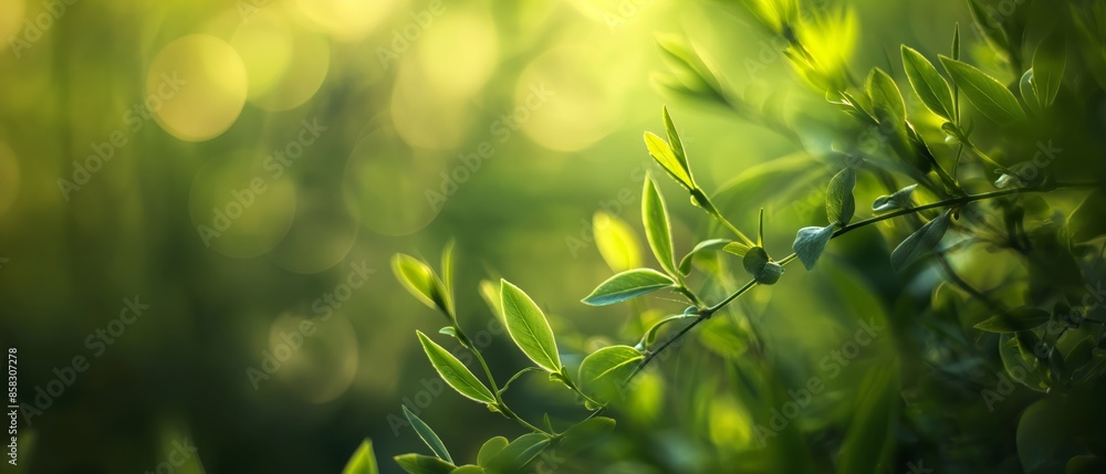 lush green forest leaves branch with sunlight bokeh lush green forest leaves branch with sunlight bokeh