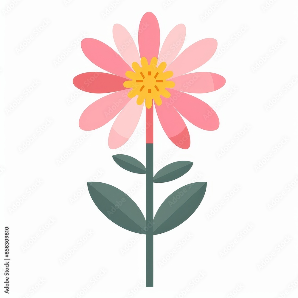 This is an icon of a pink flower chamomile. Daisy Camomile set. Simple flat design. Growing concept. Childish style. A love card sign symbol. Isolated on a white background. Modern illustration. This is an icon of a pink flower chamomile. Daisy Camomile set. Simple flat design. Growing concept. Childish style. A love card sign symbol. Isolated on a white background. Modern illustration.