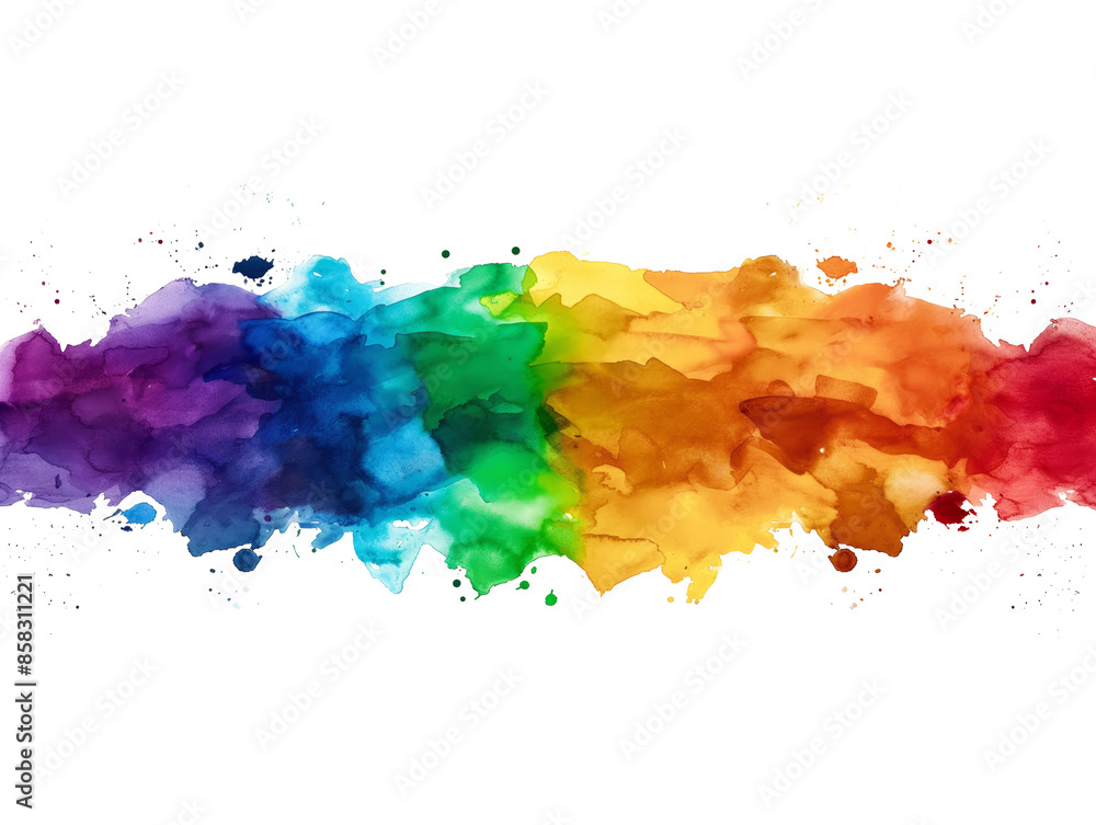 Fototapeta premium A vibrant watercolor paint splash spectrum on a white background, concept of creativity. Generative AI