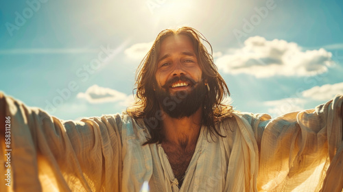 Welcoming Jesus with Open Arms, Modern Depictions of Jesus, Inspirational Imagery, Contemporary Religious Art, Jesus in Today's World, Uplifting Messages, Spiritual Guidance, Faith and Hope, Jesus in 