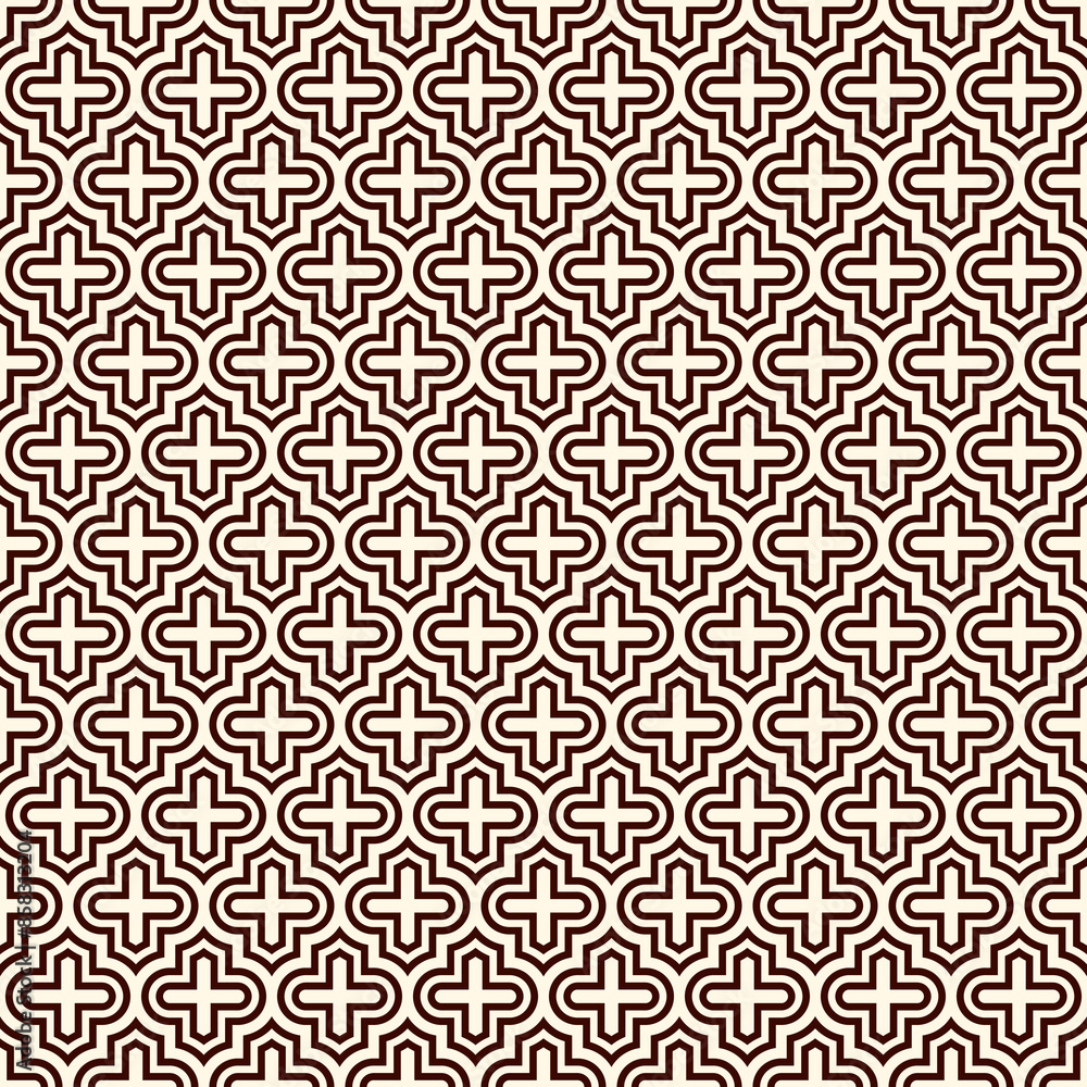 Seamless surface design with ogee ornament. Oriental traditional pattern with repeated mosaic tile. Tracery window wallpaper. Moroccan crosses motif. Arabesque digital paper, textile print. Vector art Seamless surface design with ogee ornament. Oriental traditional pattern with repeated mosaic tile. Tracery window wallpaper. Moroccan crosses motif. Arabesque digital paper, textile print. Vector art