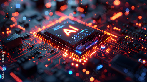 primer plano chip inteligencia artificial retroiluminado