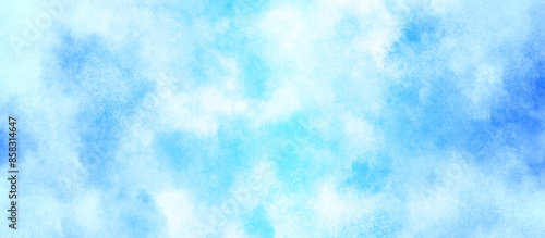 watercolor abstract grunge blue paper texture painting background, Natural and cloudy fresh sky, creative brush painted aquarelle light sky blue background, blurred and grainy Blue powder explosion.