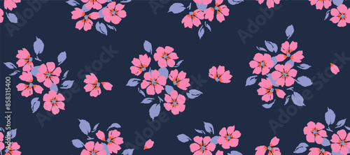 Bunch of flowers, seamless patterns with floral for fabric, textiles, clothing, wallpaper, wall art, cover, banner, interior decor, abstract backgrounds. vector illustration.