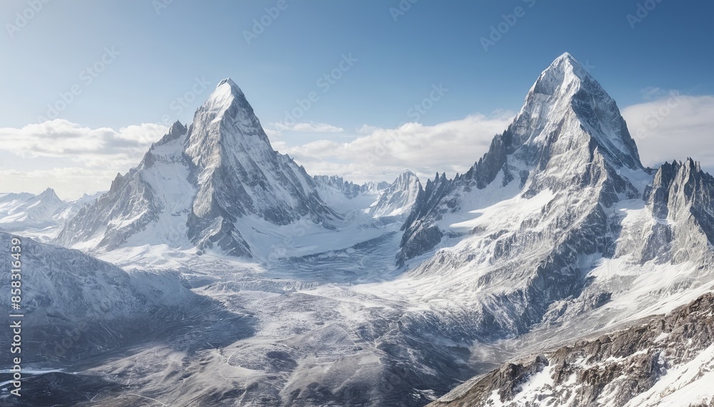 Obraz premium Tranquil Snowy Peaks Reaching for the Heavens