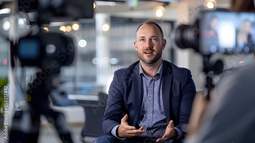 A leader being interviewed on camera, sharing their company's story