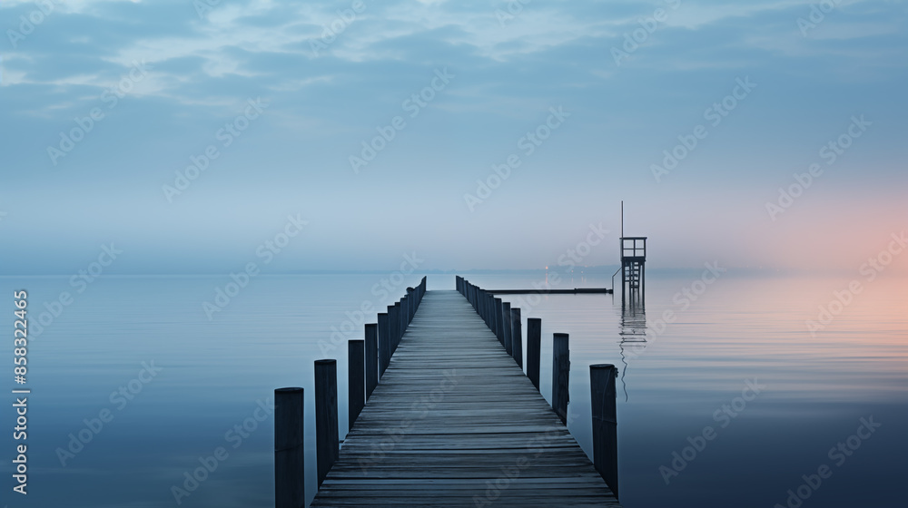 Serene Pier Extending into Calm Waters for Contemplation Serene Pier Extending into Calm Waters for Contemplation