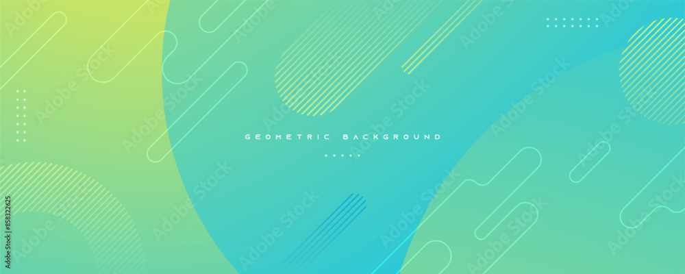 Naklejka premium Abstract gradient green tosca geometric shapes background