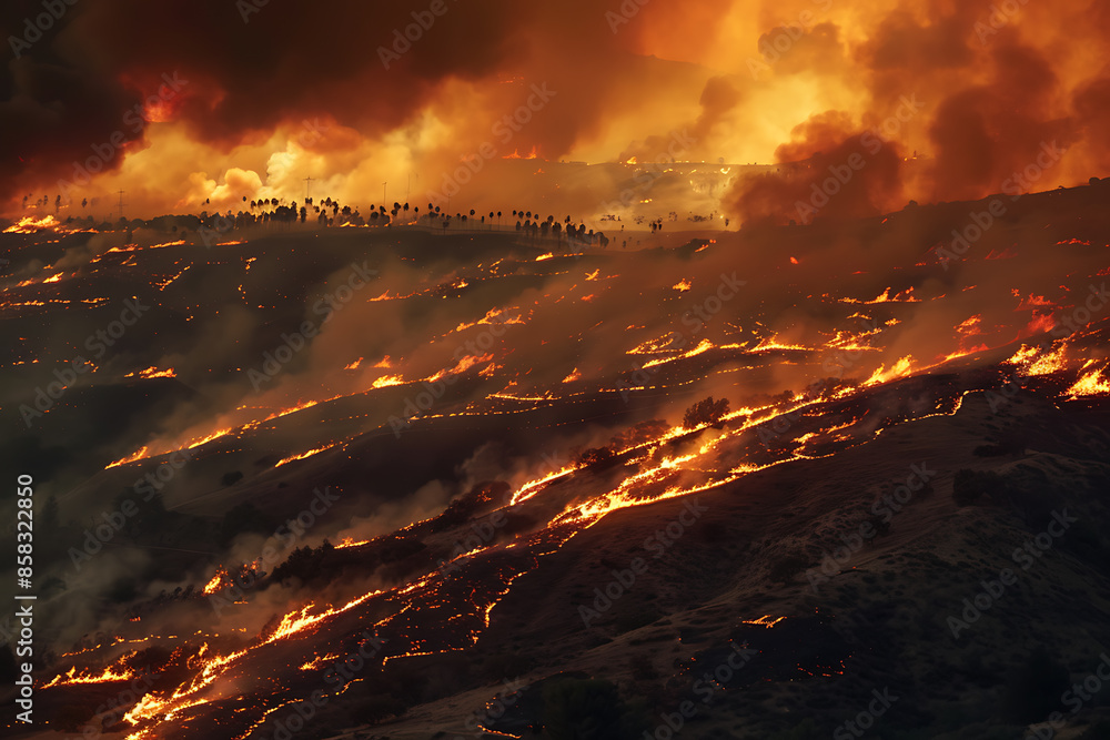 Wildfires consume vast landscapes, fueled by dry conditions and strong winds, leaving trails of destruction in their wake. Wildfires consume vast landscapes, fueled by dry conditions and strong winds, leaving trails of destruction in their wake.