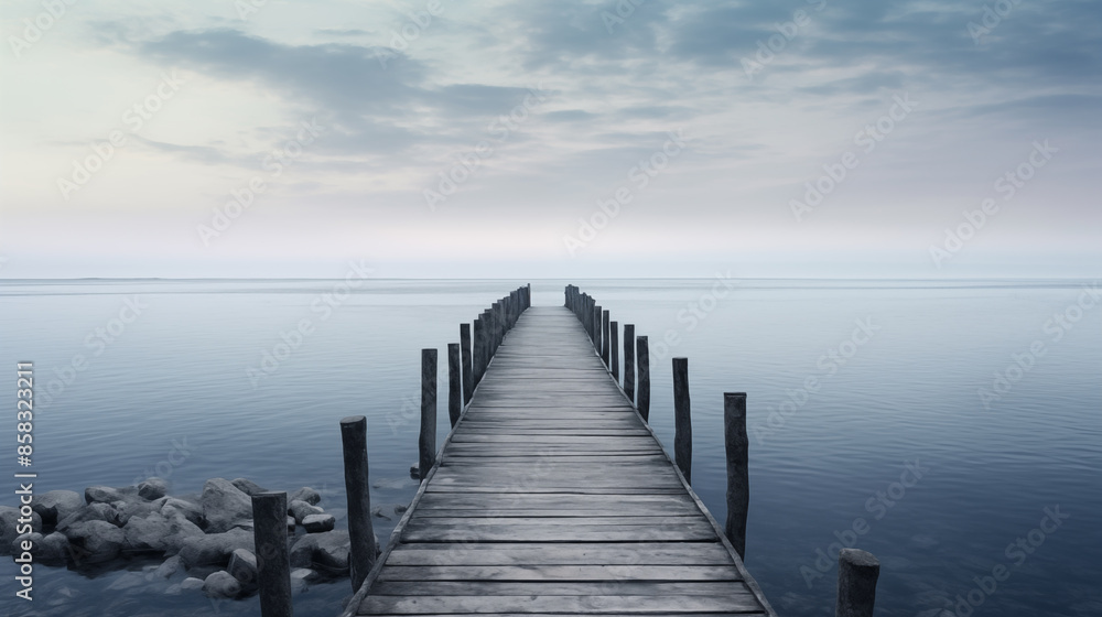 Serene Pier Extending into Calm Waters for Contemplation