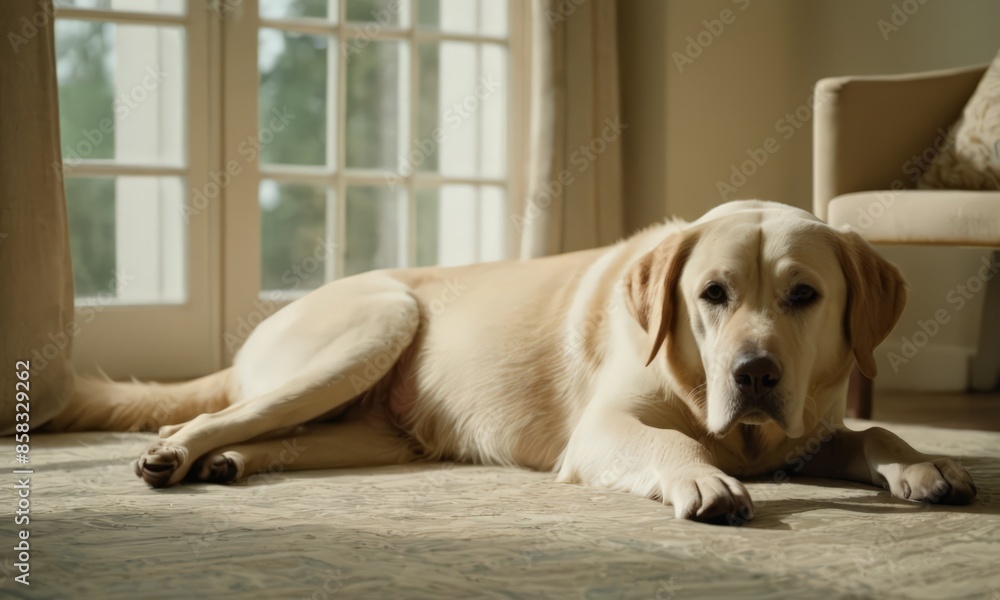 A Golden Retriever Laying on the Floor A Golden Retriever Laying on the Floor