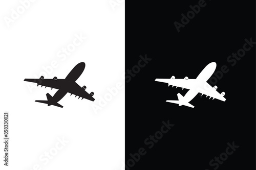 Plane icon. Airplane icon vector. Flight transport symbol. Travel illustration black white