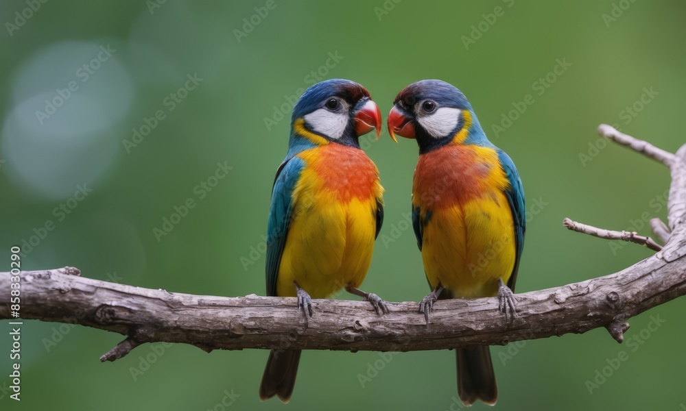 Fototapeta premium Two Parrots on a Branch