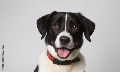 Black and White Dog with Red Collar