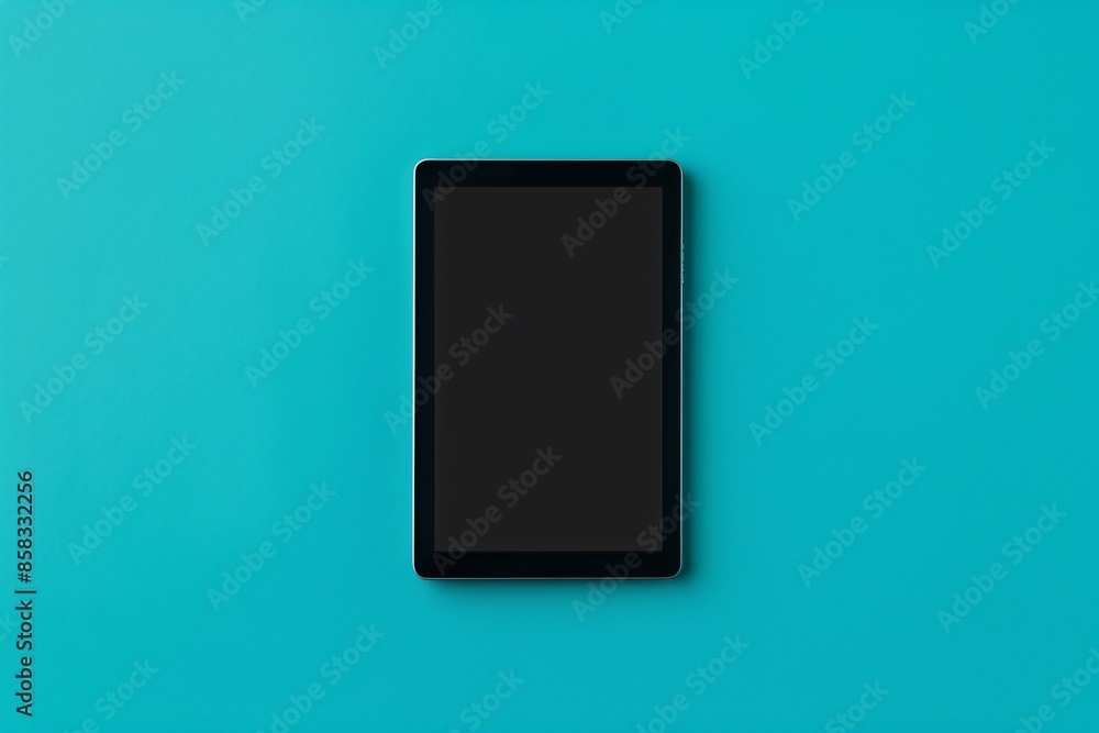 Black Tablet on Teal Background Black Tablet on Teal Background