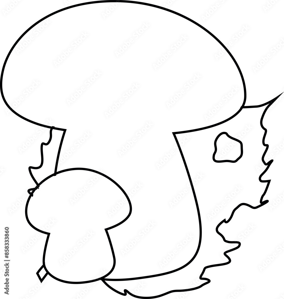 Mushrooms in leaves outline design for banners and menus. Mushrooms in leaves outline design for banners and menus.