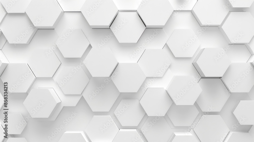 Fototapeta premium White hexagon background, seamless and versatile for a range of design applications.