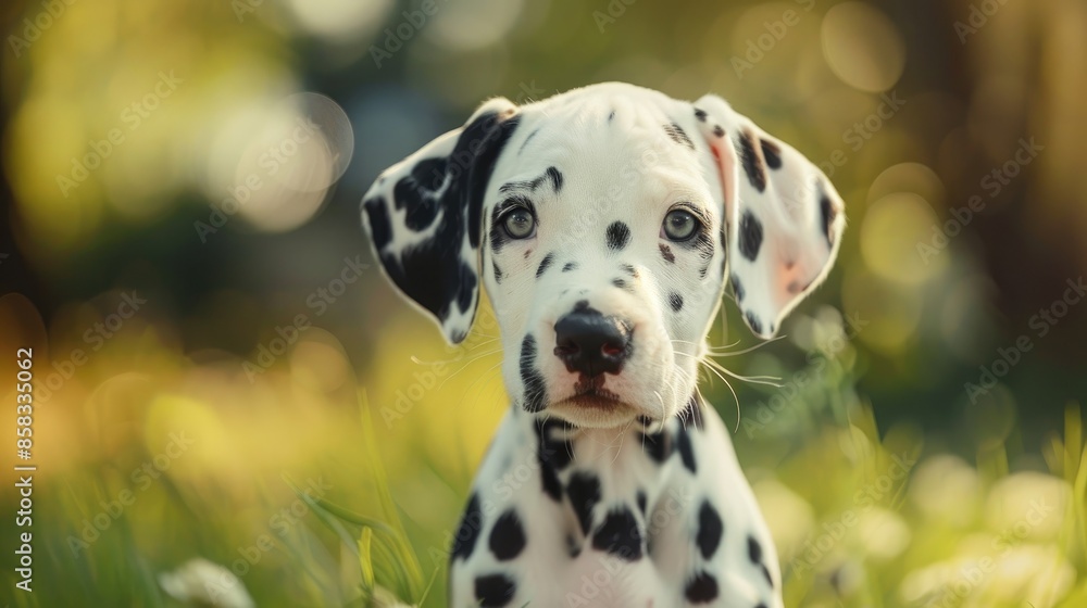Cute Dalmatian puppy outside during the summer Cute Dalmatian puppy outside during the summer