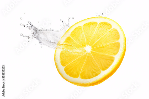 a lemon slice with water splashing